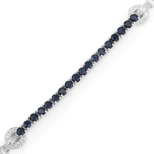 2.41 Carat Genuine Blue Sapphire and White Zircon .925 Sterling Silver Bracelet on sale at MyriadMart