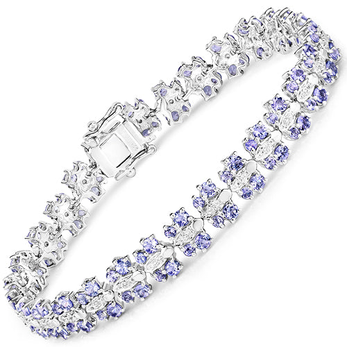 7.02 Carat Genuine Tanzanite and White Sapphire .925 Sterling Silver Bracelet on sale at MyriadMart