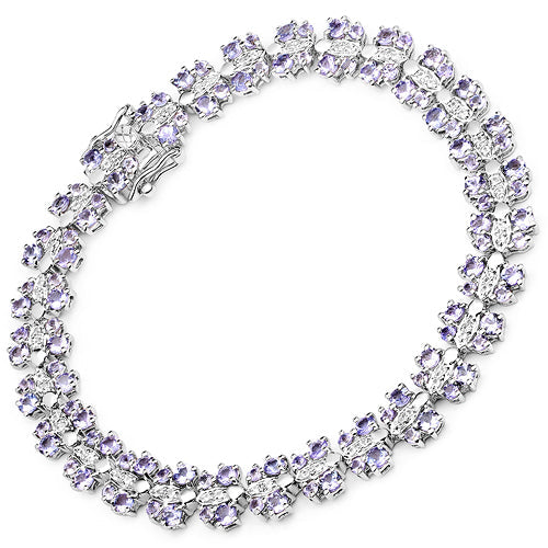 7.02 Carat Genuine Tanzanite and White Sapphire .925 Sterling Silver Bracelet on sale at MyriadMart