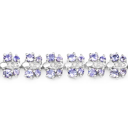 7.02 Carat Genuine Tanzanite and White Sapphire .925 Sterling Silver Bracelet on sale at MyriadMart
