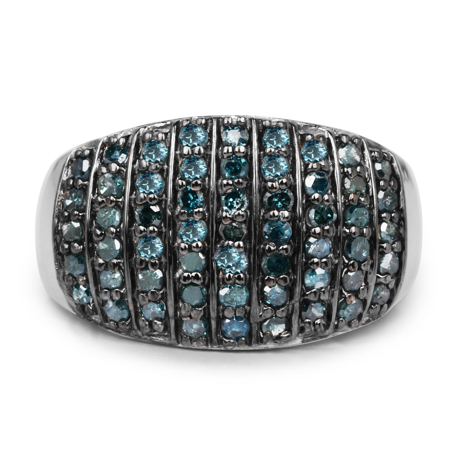0.83 Carat Genuine Blue Diamond and White Diamond .925 Sterling Silver Ring on sale at MyriadMart
