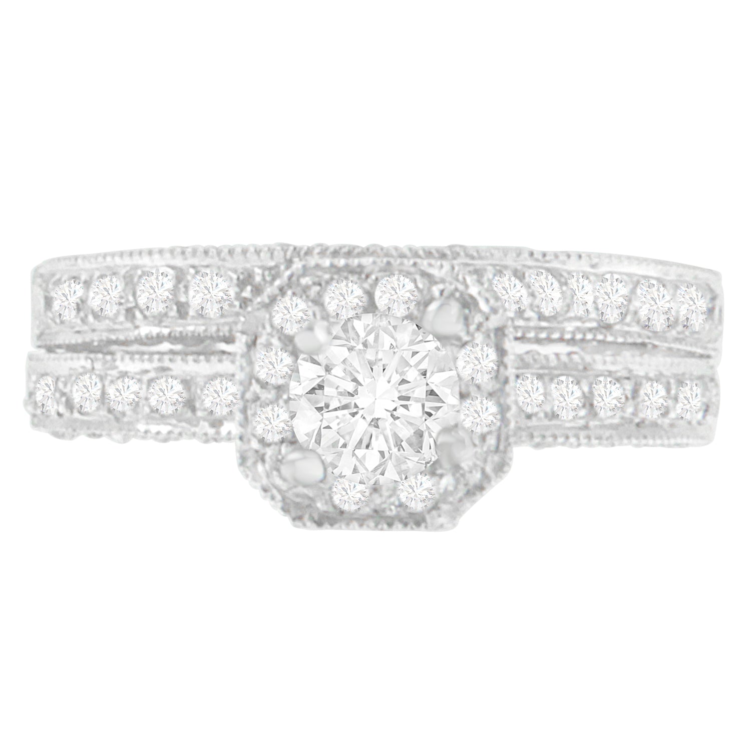 14K White Gold 1 ct. TDW Round Cut Diamond Ring G-H, I1-I2 on sale at MyriadMart