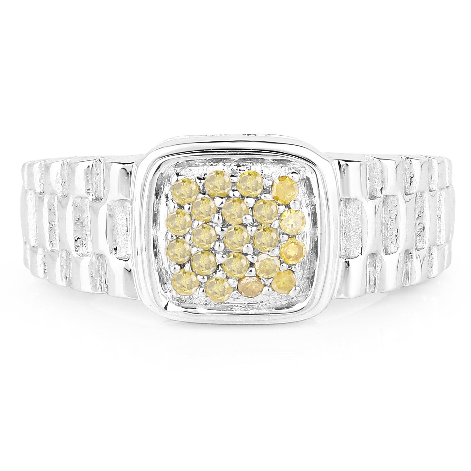 0.25 Carat Genuine Yellow Diamond .925 Sterling Silver Ring on sale at MyriadMart