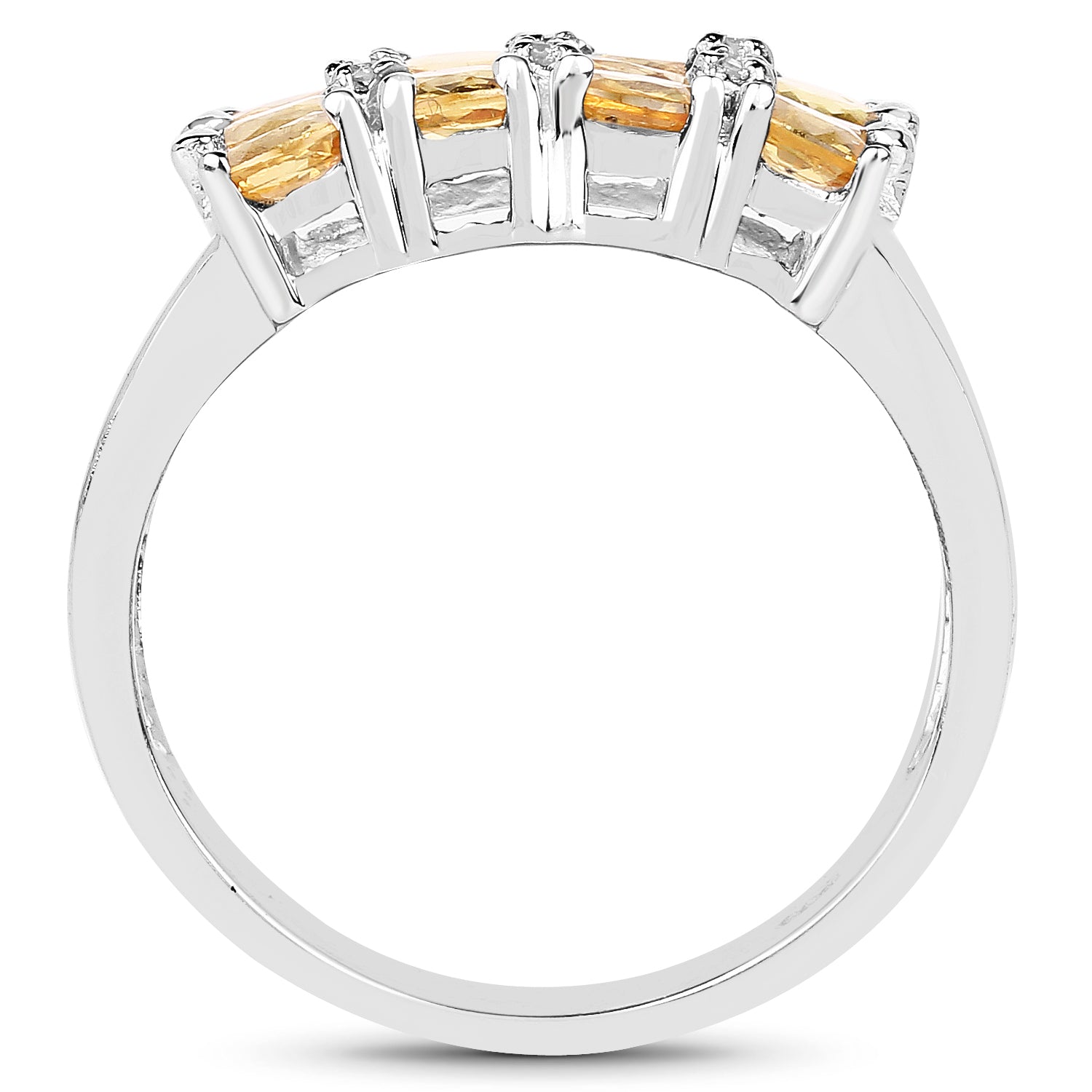 2.67 Carat Genuine Yellow Sapphire and White Diamond .925 Sterling Silver Ring on sale at MyriadMart