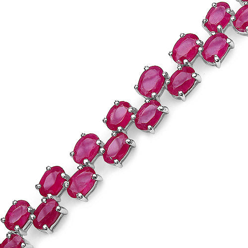 25.30 Carat Genuine Glass Filled Ruby .925 Sterling Silver Bracelet on sale at MyriadMart
