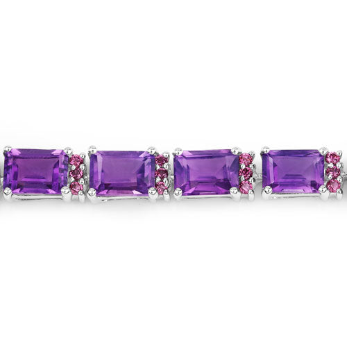 21.84 Carat Genuine Amethyst and Rhodolite Granet .925 Sterling Silver Bracelet on sale at MyriadMart