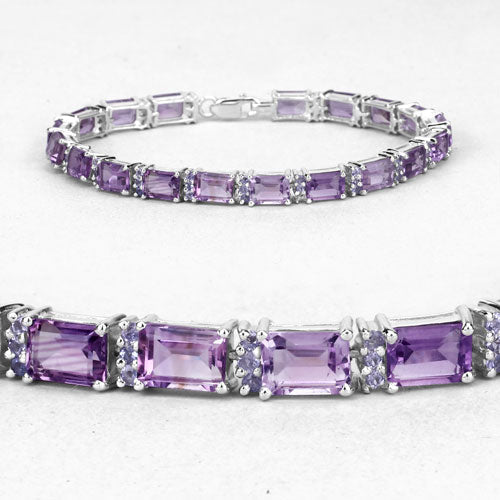21.84 Carat Genuine Amethyst and Rhodolite Granet .925 Sterling Silver Bracelet on sale at MyriadMart