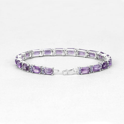 21.84 Carat Genuine Amethyst and Rhodolite Granet .925 Sterling Silver Bracelet on sale at MyriadMart