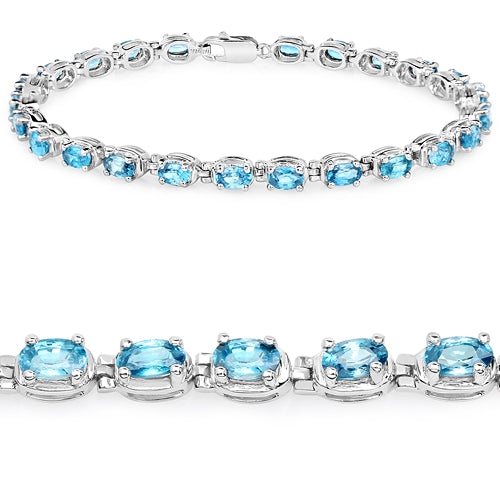 7.92 Carat Genuine Blue Zircon .925 Sterling Silver Bracelet on sale at MyriadMart