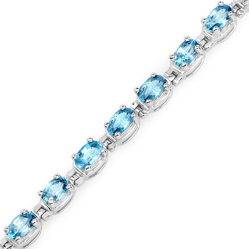 7.92 Carat Genuine Blue Zircon .925 Sterling Silver Bracelet on sale at MyriadMart