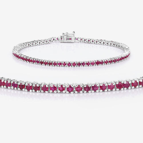 3.35 Carat Genuine Ruby .925 Sterling Silver Bracelet on sale at MyriadMart