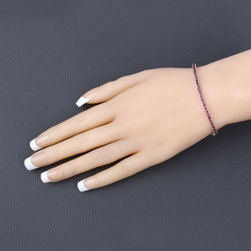 3.35 Carat Genuine Ruby .925 Sterling Silver Bracelet on sale at MyriadMart