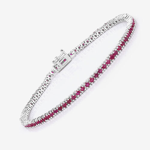 3.35 Carat Genuine Ruby .925 Sterling Silver Bracelet on sale at MyriadMart