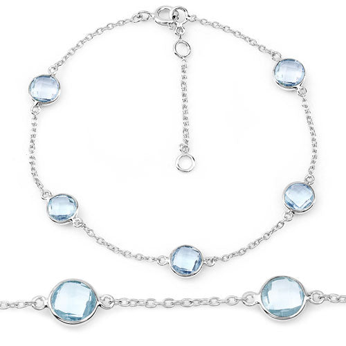 5.00 Carat Genuine Blue Topaz .925 Sterling Silver Bracelet on sale at MyriadMart