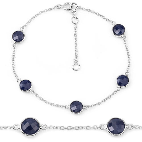 5.00 Carat Genuine Blue Sapphire .925 Sterling Silver Bracelet on sale at MyriadMart