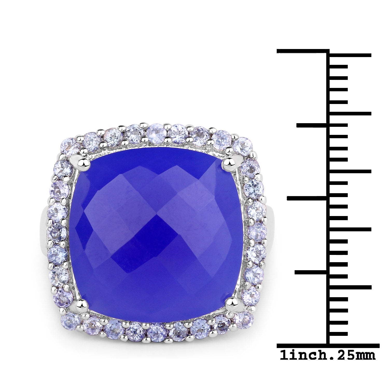 11.56 Carat Genuine Blue Chelcedonia and Tanzanite .925 Sterling Silver Ring on sale at MyriadMart