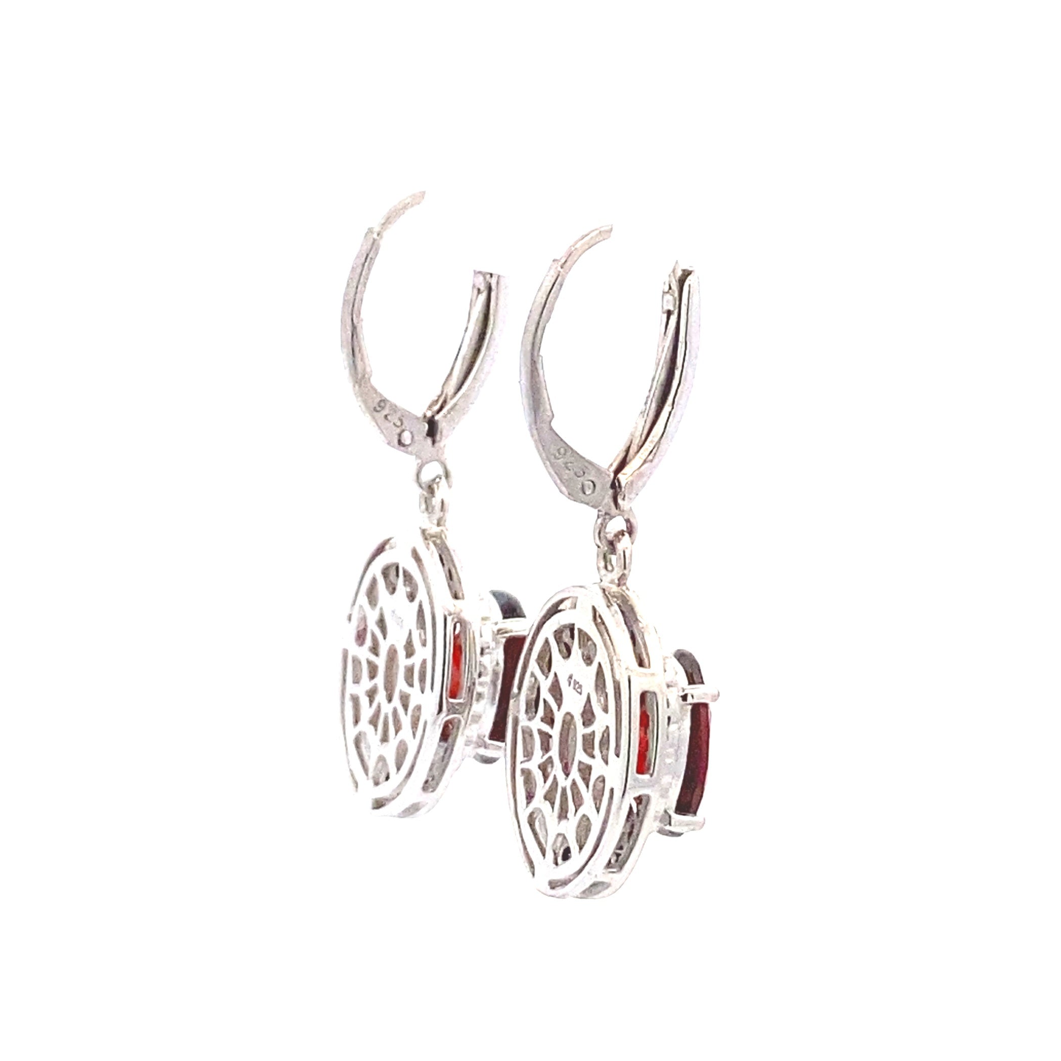 .38ct Garnet Diamond Dangle Earrings Sterling Silver on sale at MyriadMart