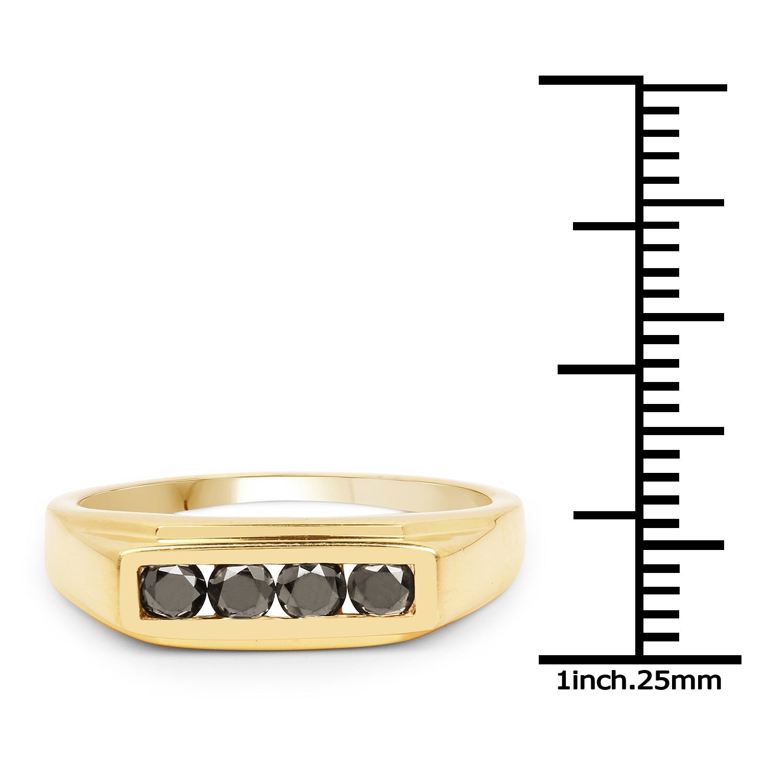 14K Yellow Gold Plated 0.48 Carat Genuine Black Diamond .925 Sterling Silver Ring on sale at MyriadMart