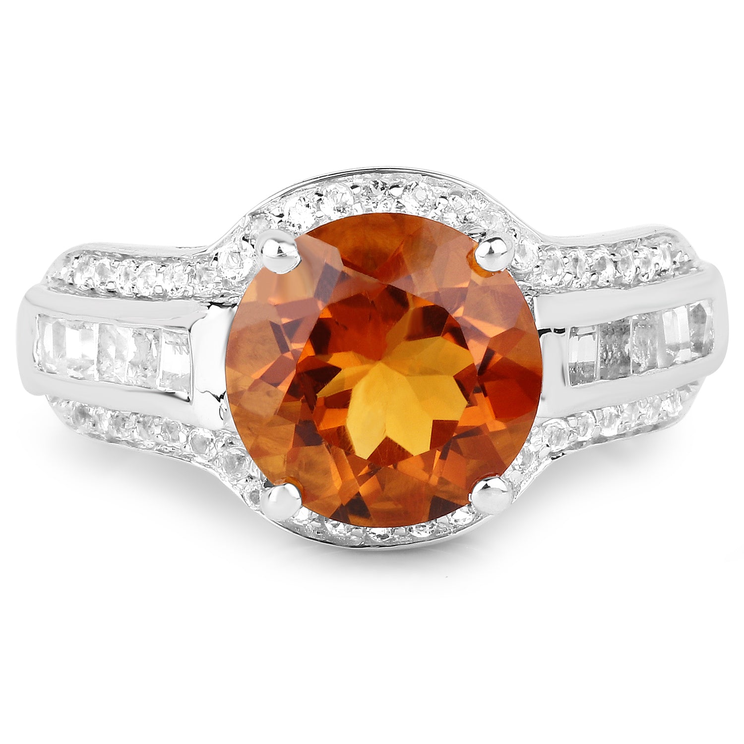 2.81 Carat Genuine Citrine and White Topaz .925 Sterling Silver Ring on sale at MyriadMart
