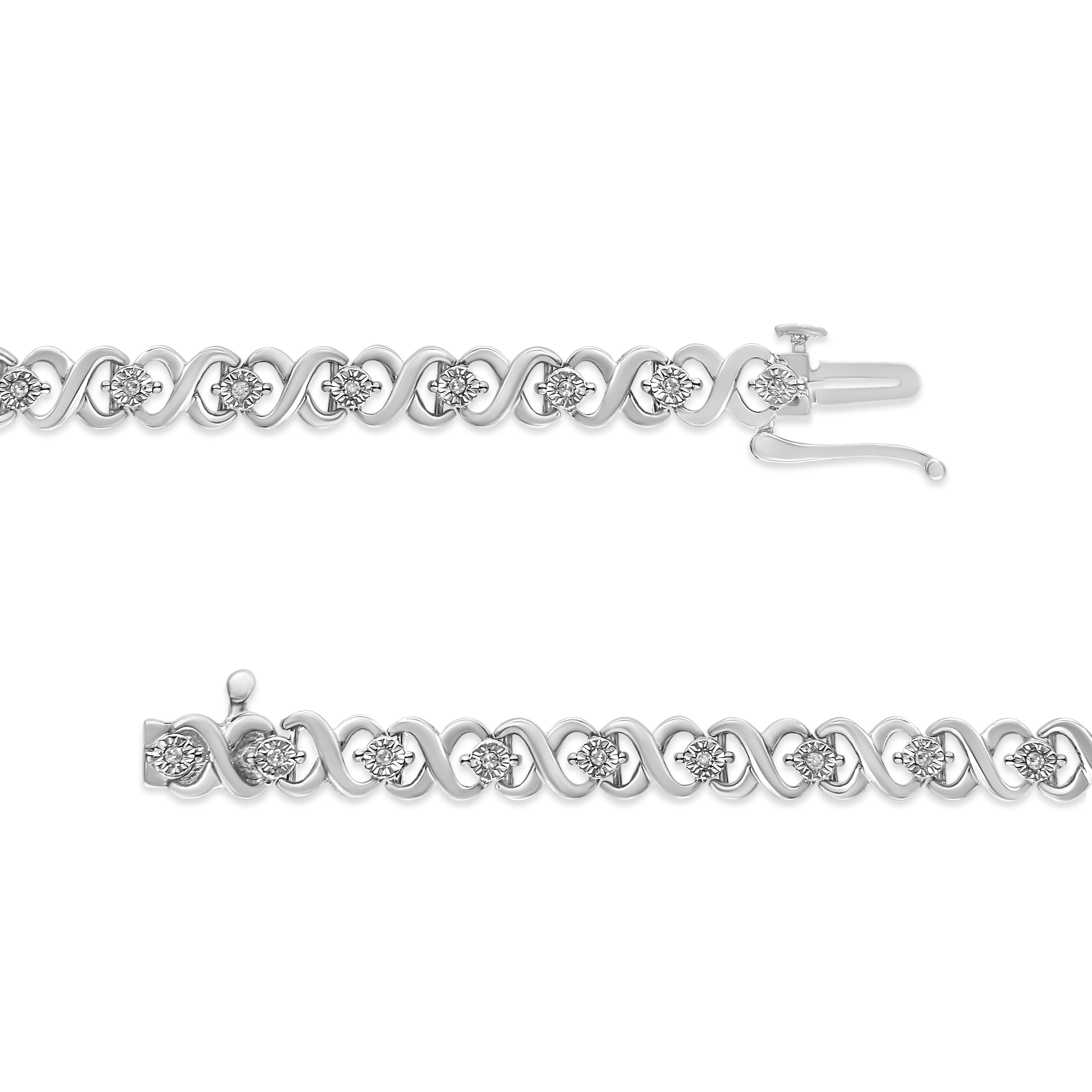 .925 Sterling Silver 1/6 Cttw Miracle Set Diamond Infinity Link and Station Tennis Bracelet I-J Color, I3 Clarity - 7.25 " Inches on sale at MyriadMart
