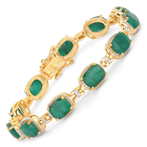 15.06 Carat Dyed Emerald and White Diamond .925 Sterling Silver Bracelet on sale at MyriadMart