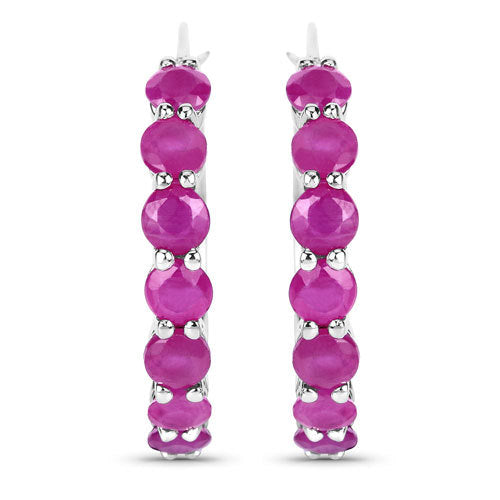 2.80 Carat Genuine Ruby .925 Sterling Silver Earrings on sale at MyriadMart