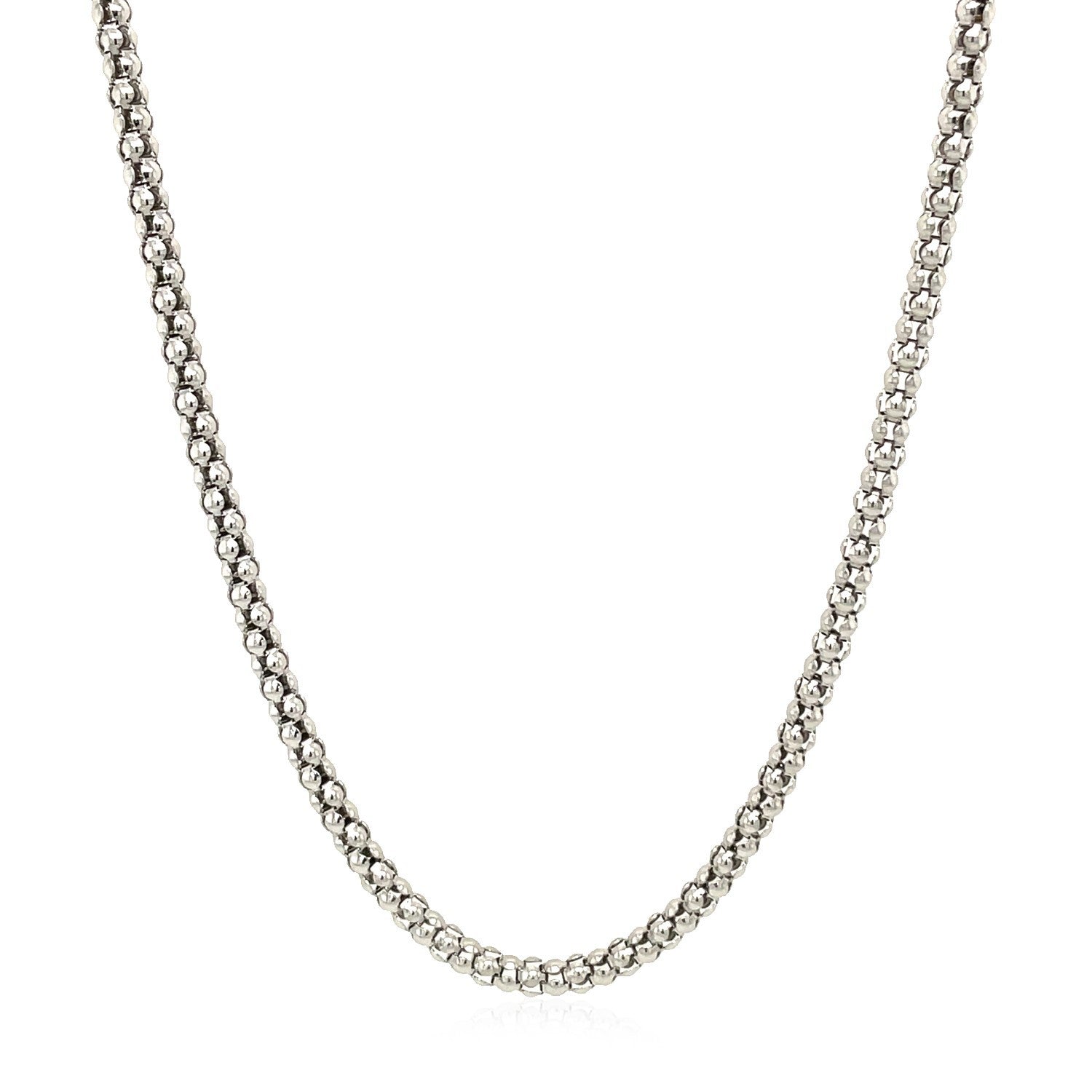 Rhodium Plated 2.5mm Sterling Silver Popcorn Style Chain on sale at MyriadMart