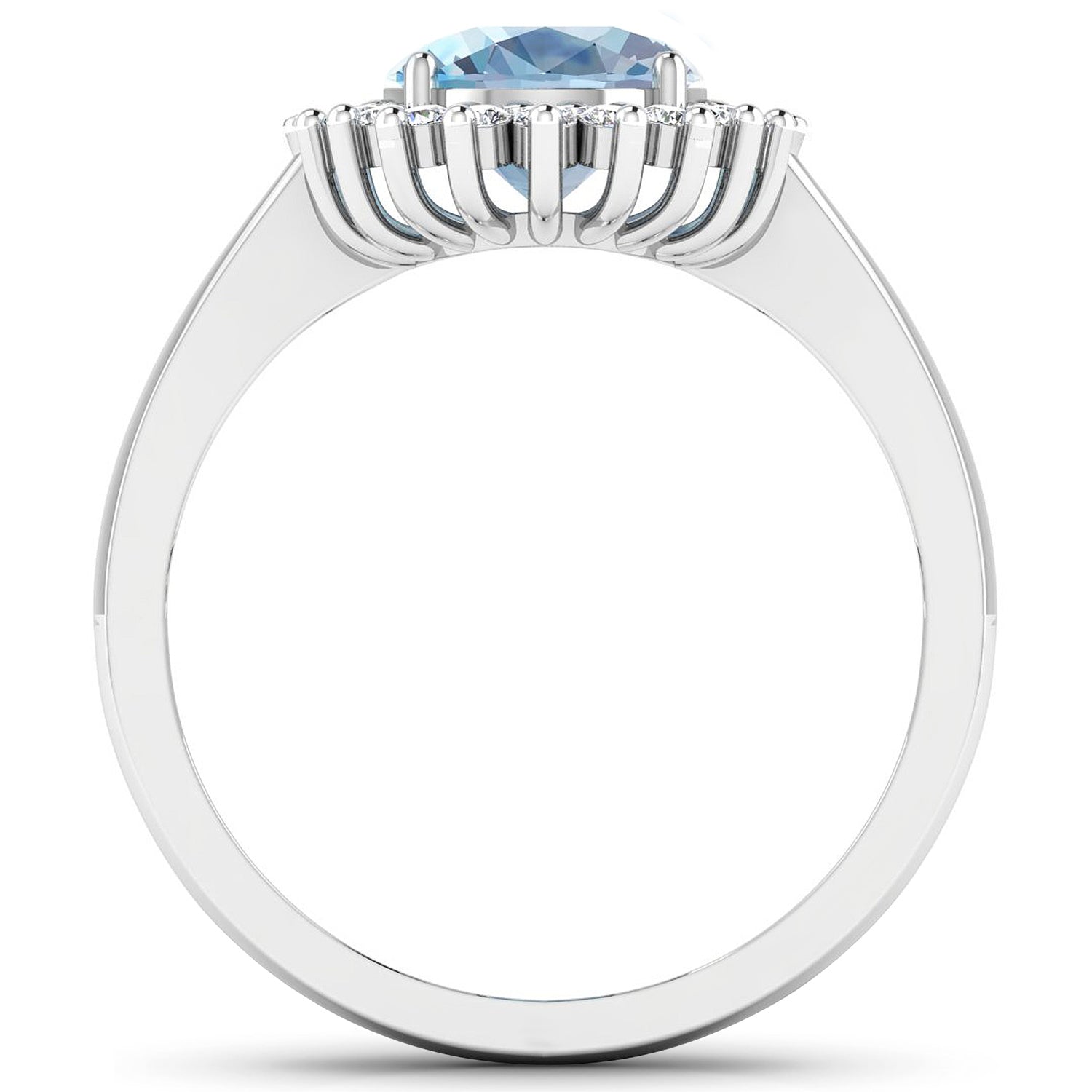 1.24 Carat Genuine Aquamarine and White Diamond 14K White Gold Ring on sale at MyriadMart
