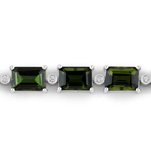 19.04 Carat Genuine Green Tourmaline and White Diamond 14K White Gold Bracelet on sale at MyriadMart