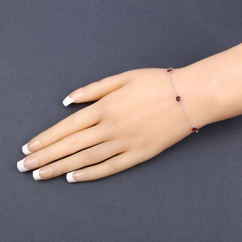 1.50 Carat Genuine Garnet .925 Sterling Silver Bracelet on sale at MyriadMart