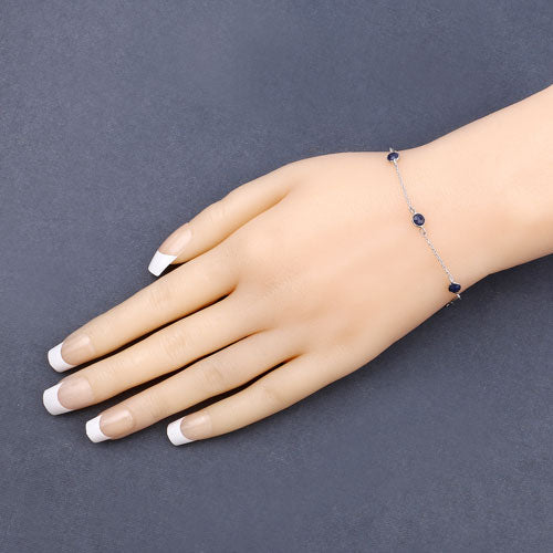 1.50 Carat Genuine Blue Sapphire .925 Sterling Silver Bracelet on sale at MyriadMart