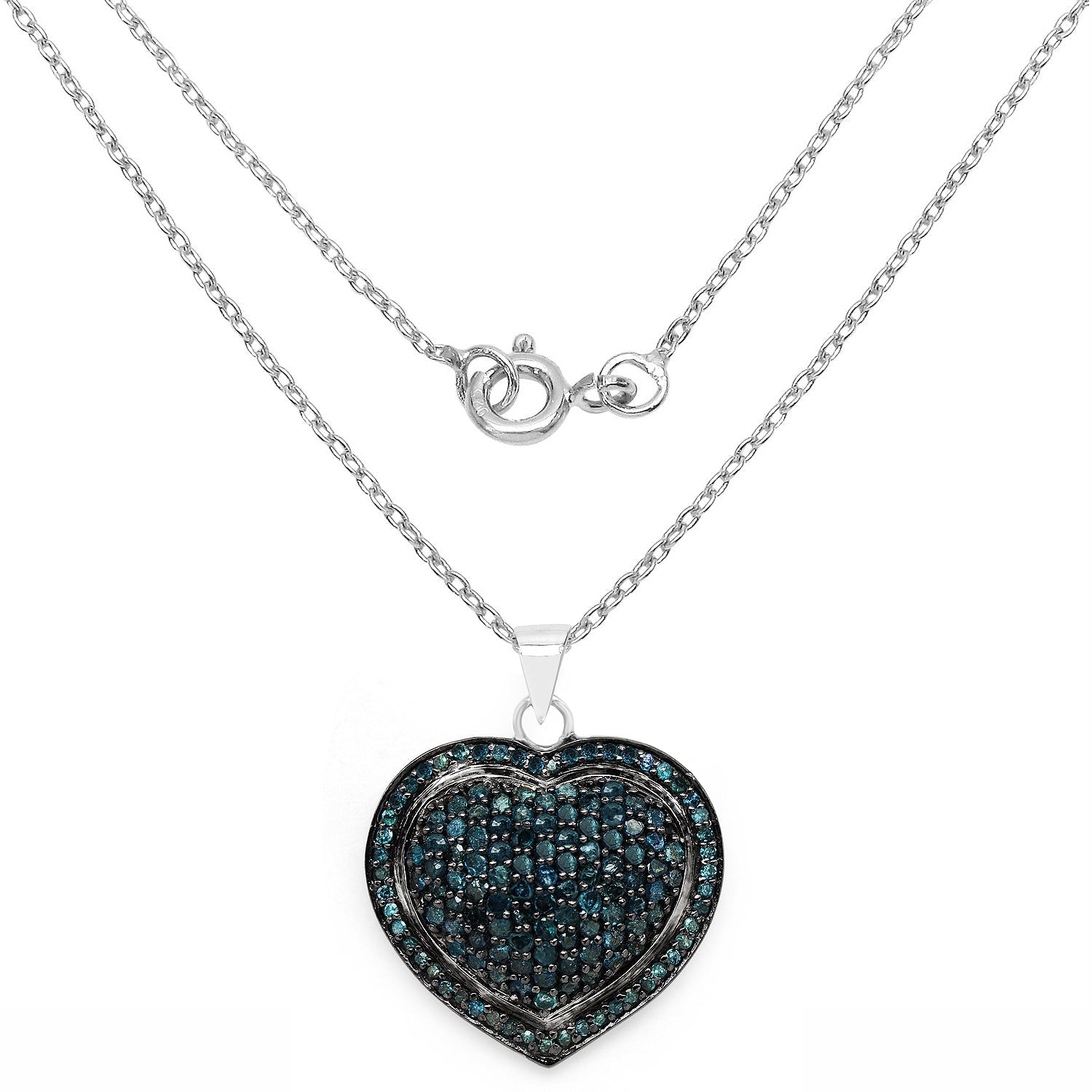 1.25 Carat Genuine Blue Diamond .925 Sterling Silver Pendant on sale at MyriadMart