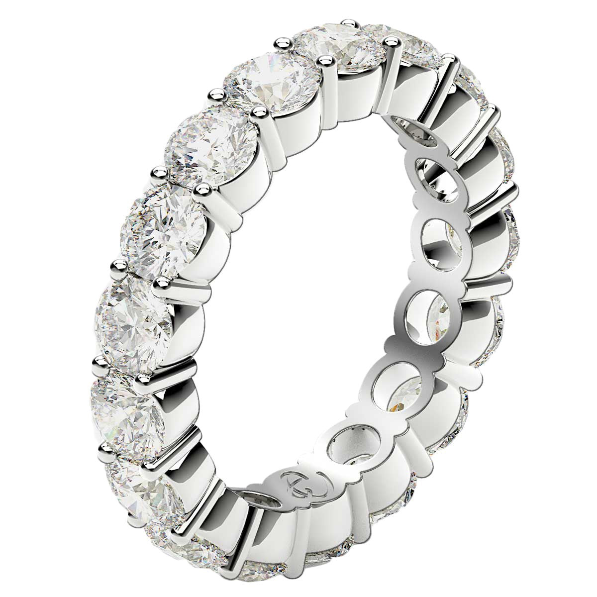 Round Cut Lab Grown Diamond Eternity Ring in 14k White Gold 3 cttw FG/VS2 on sale at MyriadMart