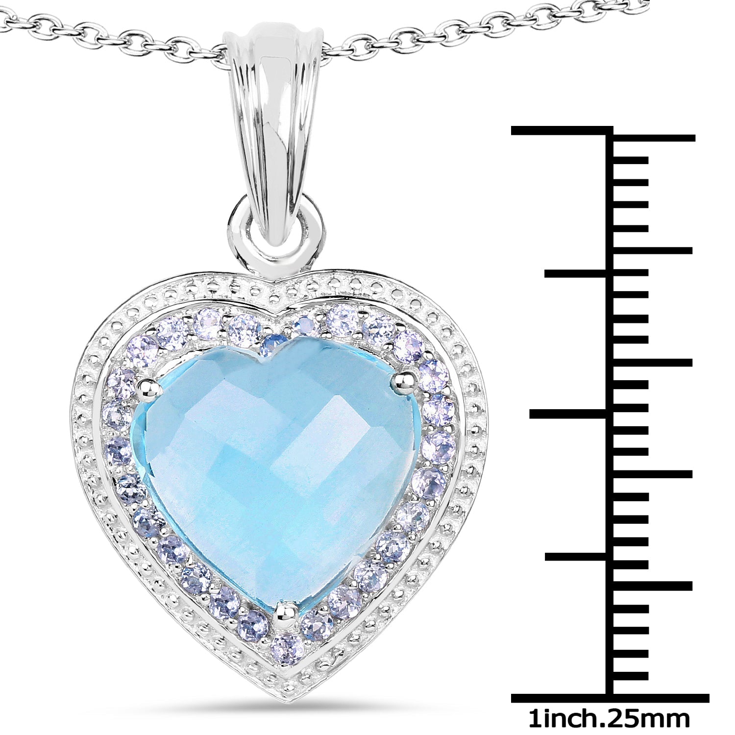 7.36 Carat Genuine Blue Topaz and Tanzanite .925 Sterling Silver Pendant on sale at MyriadMart