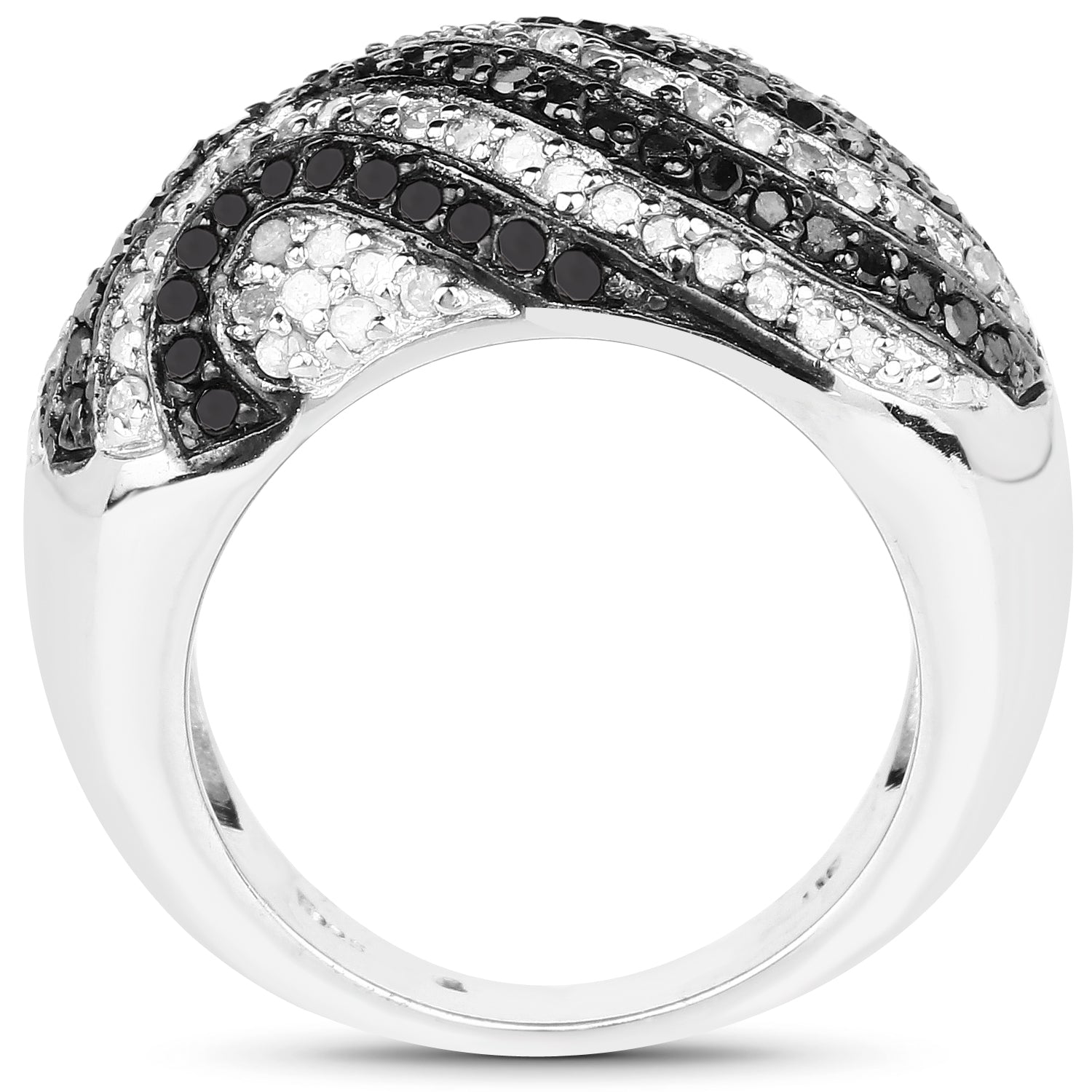1.26 Carat Genuine Black Diamond and White Diamond .925 Sterling Silver Ring on sale at MyriadMart