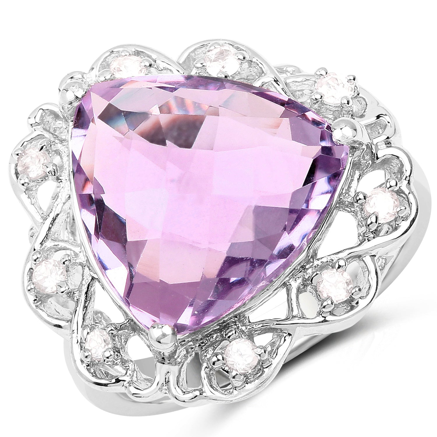 8.86 Carat Genuine Amethyst and White Zircon .925 Sterling Silver Ring on sale at MyriadMart
