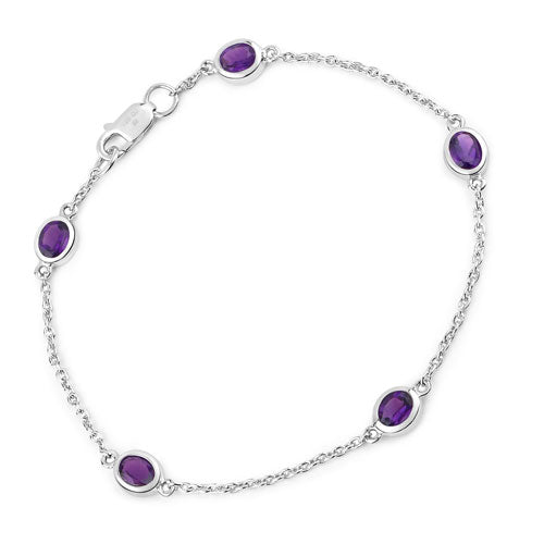 1.70 Carat Genuine Amethyst .925 Sterling Silver Bracelet on sale at MyriadMart