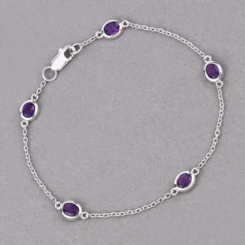 1.70 Carat Genuine Amethyst .925 Sterling Silver Bracelet on sale at MyriadMart
