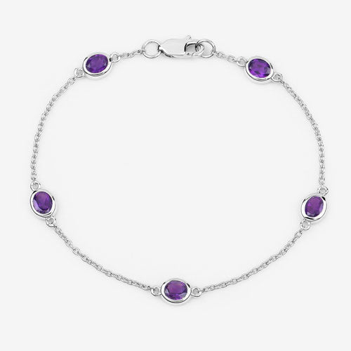 1.70 Carat Genuine Amethyst .925 Sterling Silver Bracelet on sale at MyriadMart