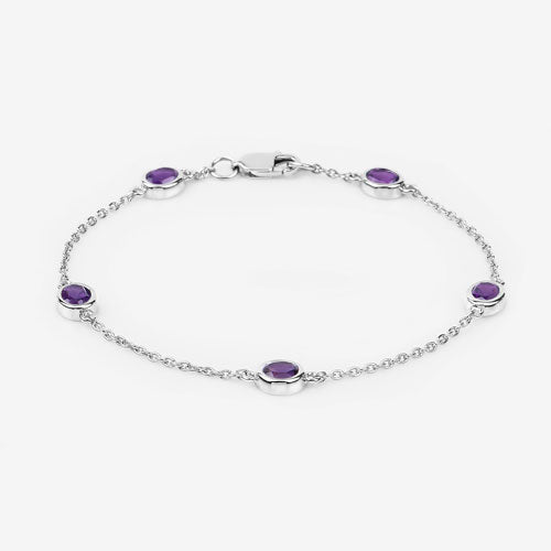 1.70 Carat Genuine Amethyst .925 Sterling Silver Bracelet on sale at MyriadMart
