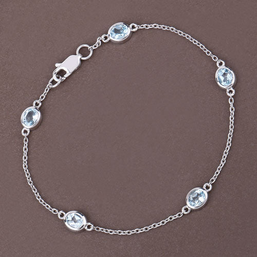 1.80 Carat Genuine Blue Topaz .925 Sterling Silver Bracelet on sale at MyriadMart