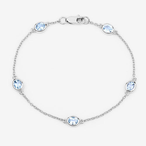1.80 Carat Genuine Blue Topaz .925 Sterling Silver Bracelet on sale at MyriadMart