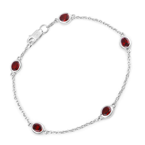 2.25 Carat Genuine Garnet .925 Sterling Silver Bracelet on sale at MyriadMart