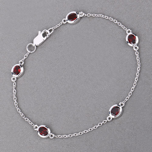 2.25 Carat Genuine Garnet .925 Sterling Silver Bracelet on sale at MyriadMart