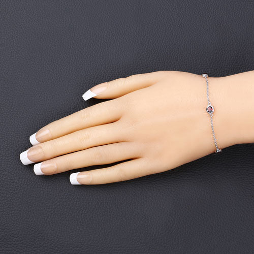 2.25 Carat Genuine Garnet .925 Sterling Silver Bracelet on sale at MyriadMart