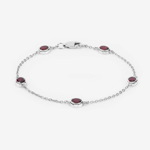 2.25 Carat Genuine Garnet .925 Sterling Silver Bracelet on sale at MyriadMart