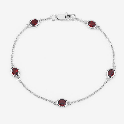 2.25 Carat Genuine Garnet .925 Sterling Silver Bracelet on sale at MyriadMart