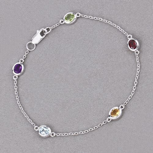 1.83 Carat Genuine Multi Stones .925 Sterling Silver Bracelet on sale at MyriadMart