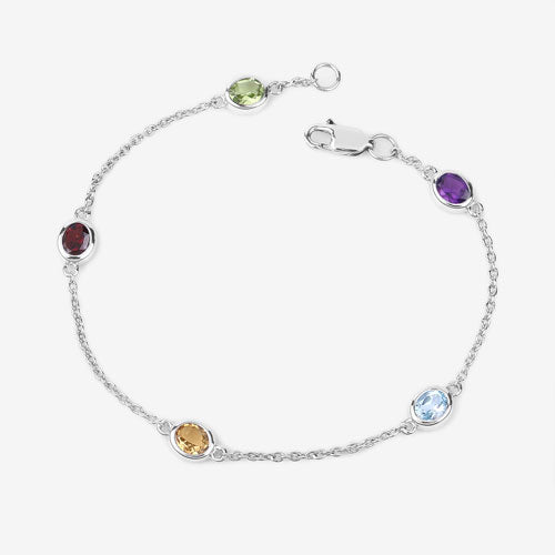 1.83 Carat Genuine Multi Stones .925 Sterling Silver Bracelet on sale at MyriadMart