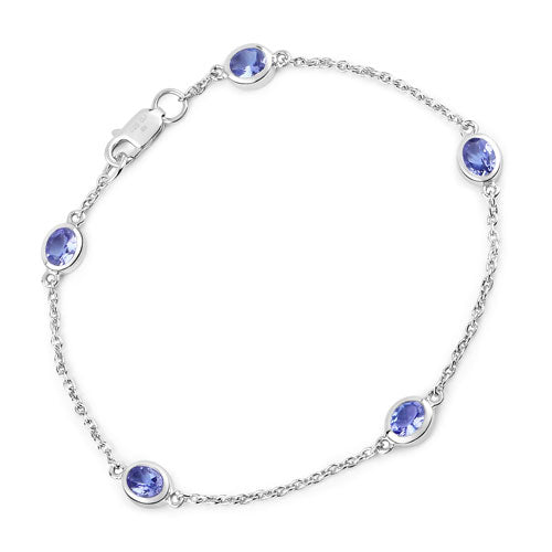 1.65 Carat Genuine Tanzanite .925 Sterling Silver Bracelet on sale at MyriadMart